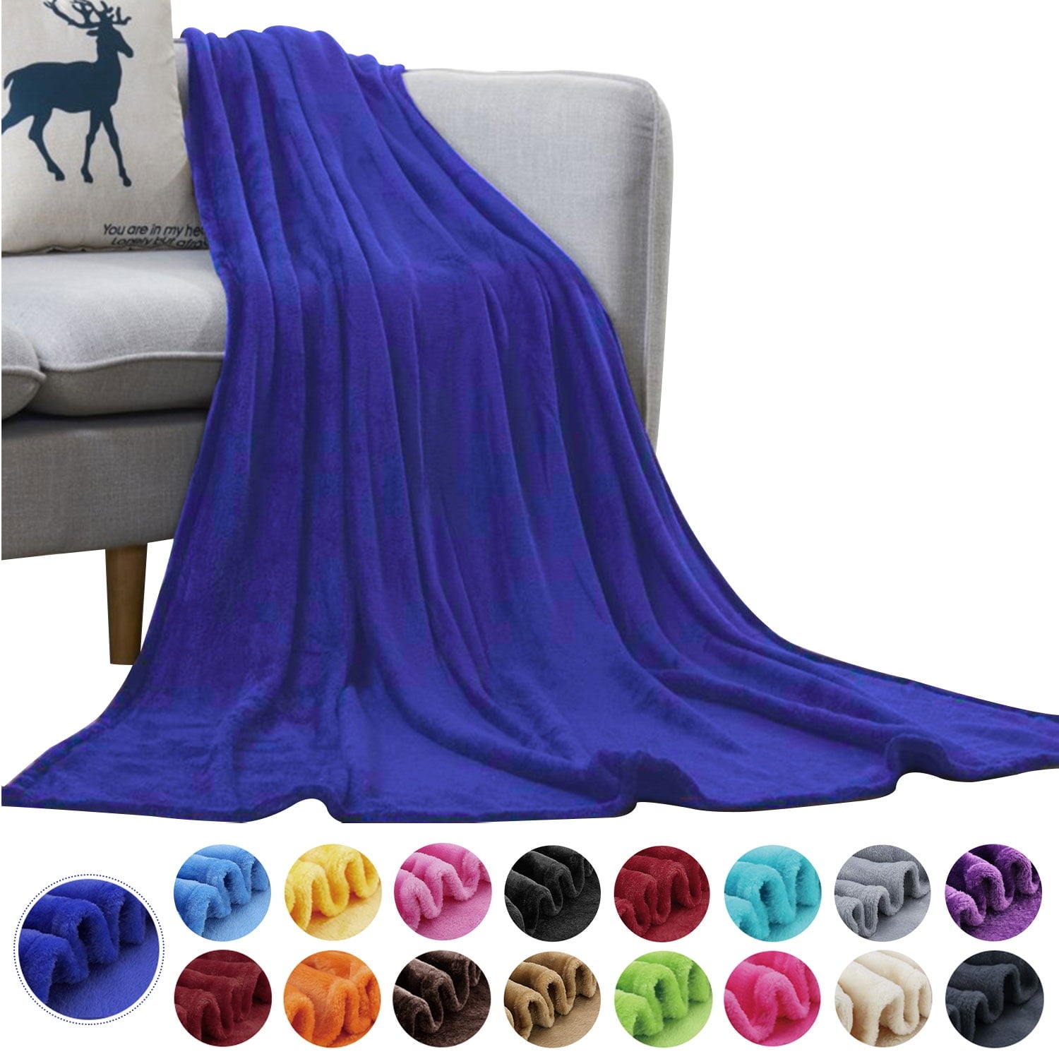 Large Navy Fleece Throw Blankets, Throw Size Soft Fuzzy Blanket for Women Men and s, All Season Lightweight Microfibe...