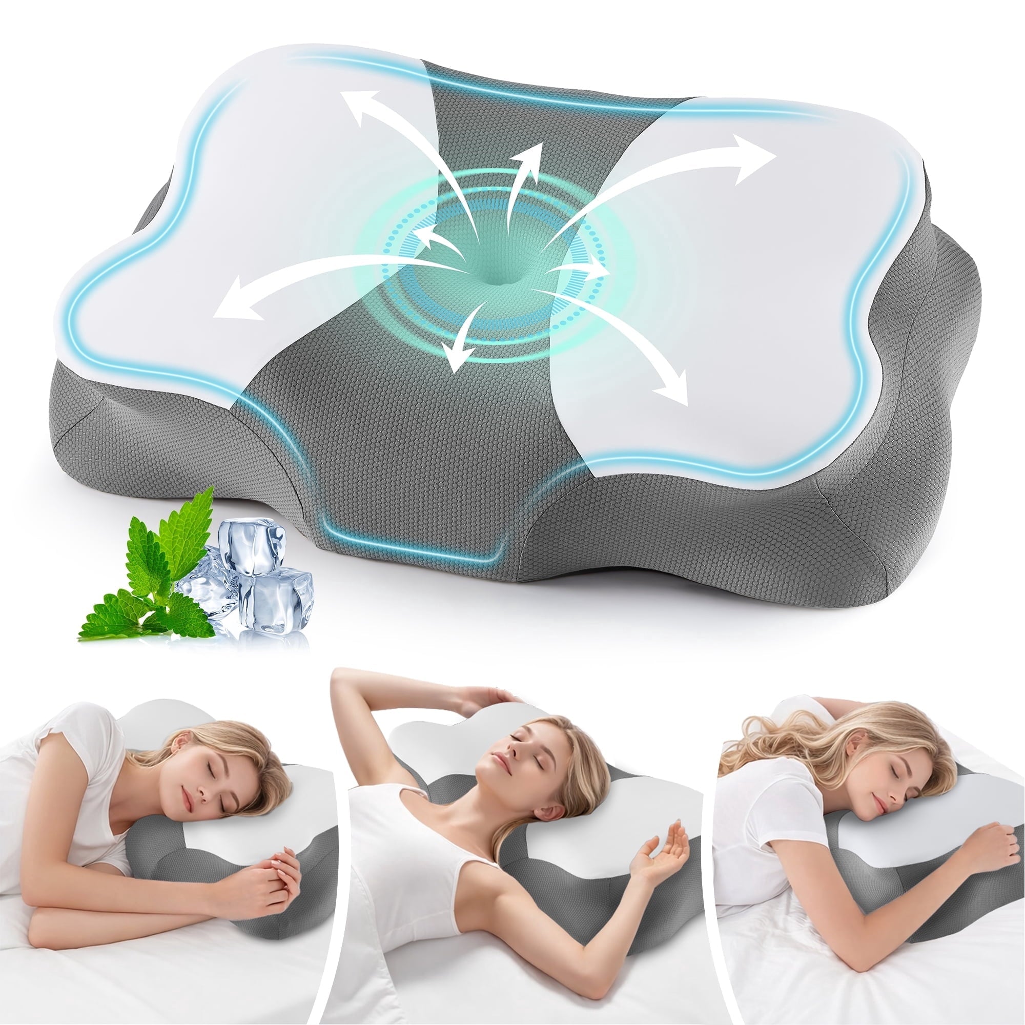 Memory Foam Cervical Pillow for Sleeping Support - Orthopedic Bed Pillow for Neck, Shoulder Pain Relief, Adults, Side...