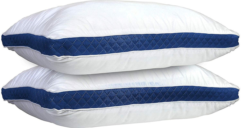 Gusseted Quilted Bed Pillows - Set of 2 Premium Bed Pillows for Side Sleepers and Back Sleepers - 2 Pack (King Size, Na