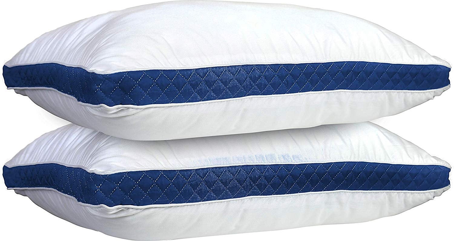 Gusseted Quilted Bed Pillows - Set of 2 Premium Bed Pillows for Side Sleepers and Back Sleepers - 2 Pack (King Size, Na