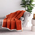 Reversible Printed Velvet Plush and Hampshire Faux Shearling Soft Throw Blanket, Standard Size, Auburn Sun