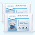 Memory Foam Water Pillow - Adjustable Pillow for Neck Pain Relief, Pillow for Side, Back, and Stomach Sleepers, The O...