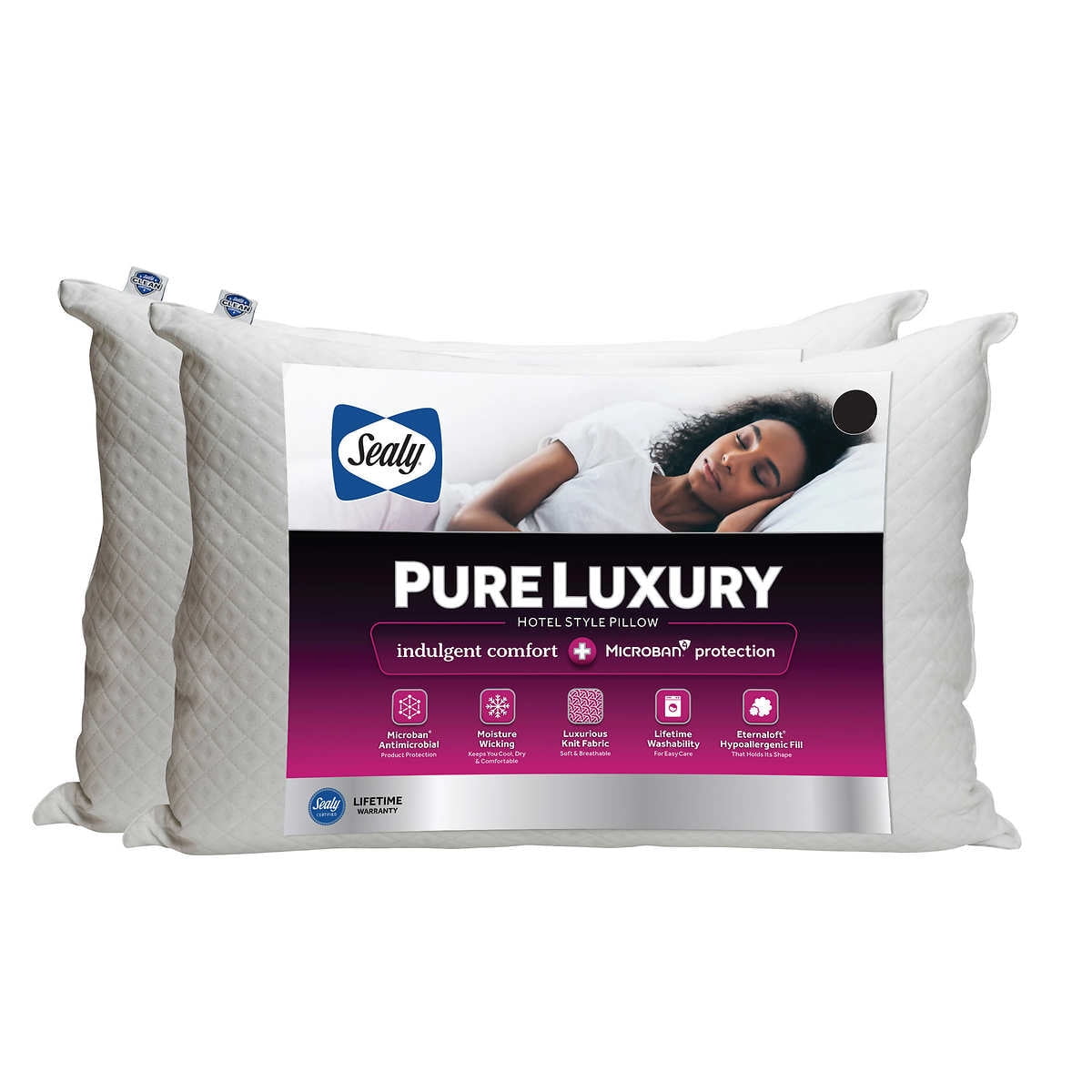 Pure Luxury Queen Eternaloft Bed Pillows - Hypoallergenic, Machine Washable (2 Count)