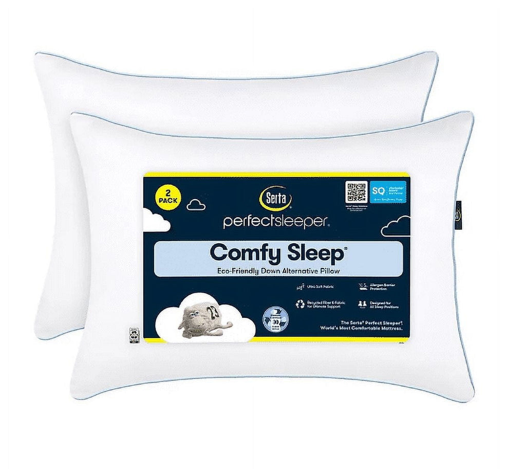 Queen Microfiber Polyester Bed Pillows Hypoallergenic (2 Count)