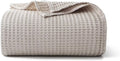 100% Cotton Waffle Bed Blanket King Size, Throw Blanket for Couch All Seasons (Beige, 104x90)