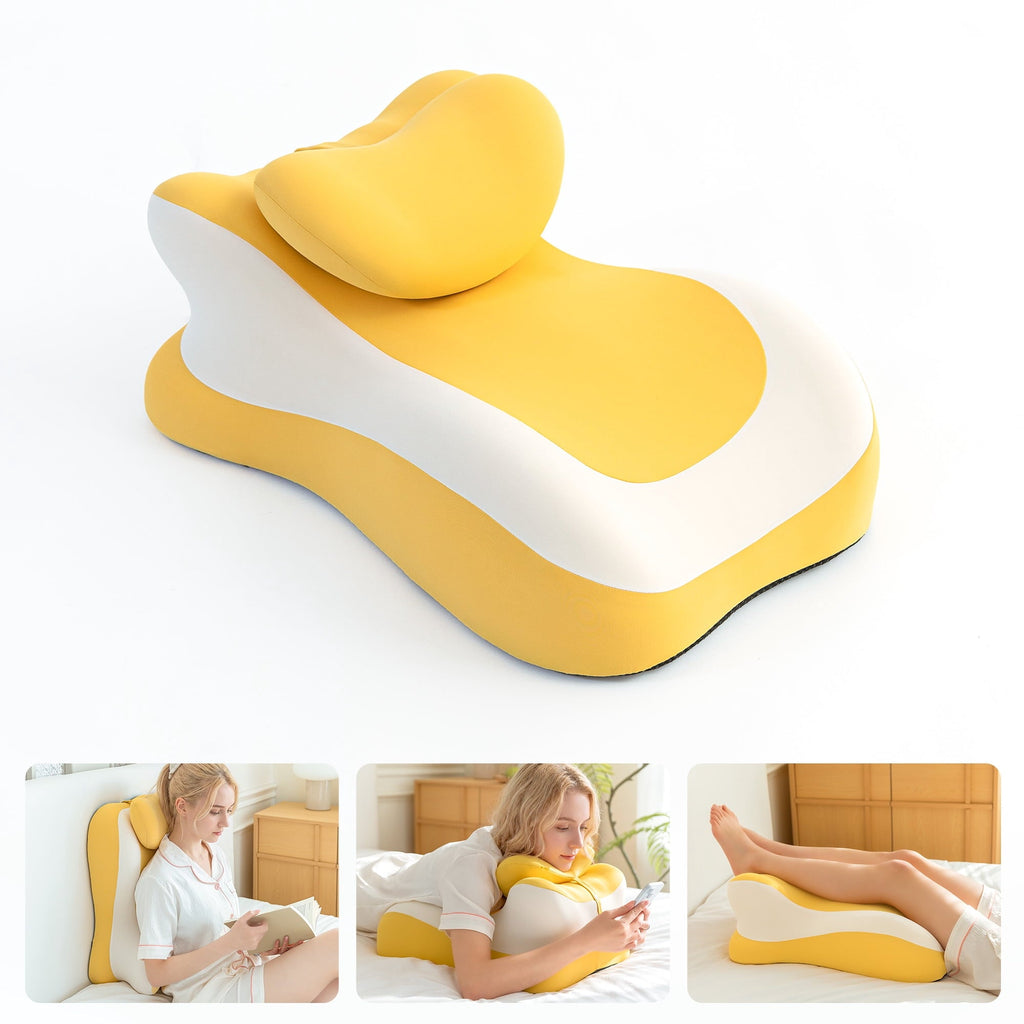 Memory Foam Reading Pillow, Multi-Position Support Bed Pillow for Petite Adults, Reading Tools, Fun Couple Pillows Pr...