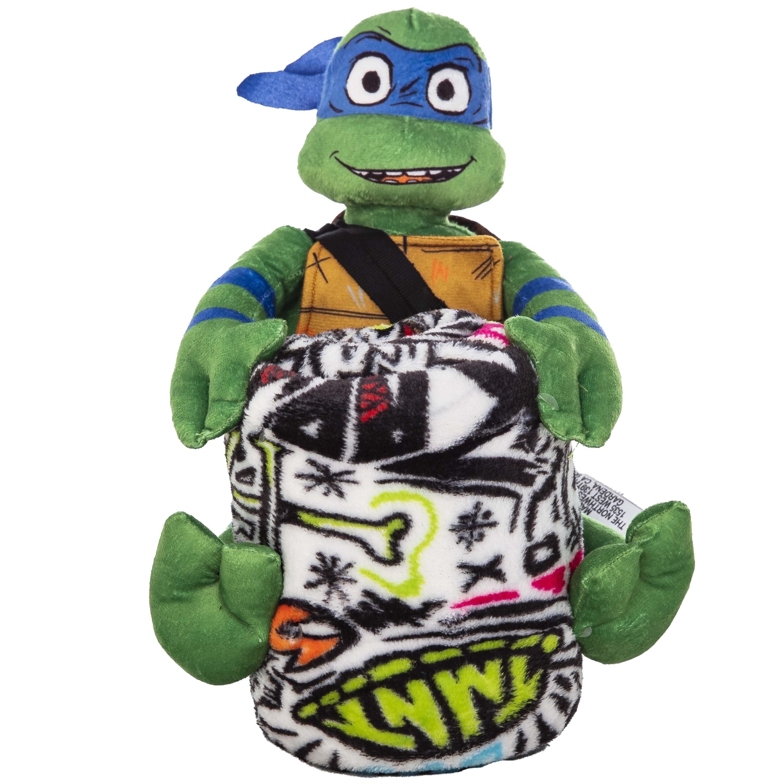 Teenage Mutant Tutles Sketched Out Kids Silk Touch Throw Blanket with Plush Hugger – Ultra Soft Plush Character Pillo...