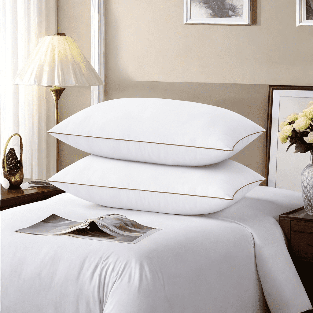 Down Feather Pillows for Bed 20 x 30 Inches Queen Size Set of 2, Medium Firm Luxury Cooling Hotel Collection Feather ...
