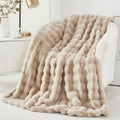 Taupe Faux Fur Bubble Blankets for Couch Chair Sofa Luxury Fluffy Thick Bubble Throw Blanket Furry Blanket Fuzzy Soft...
