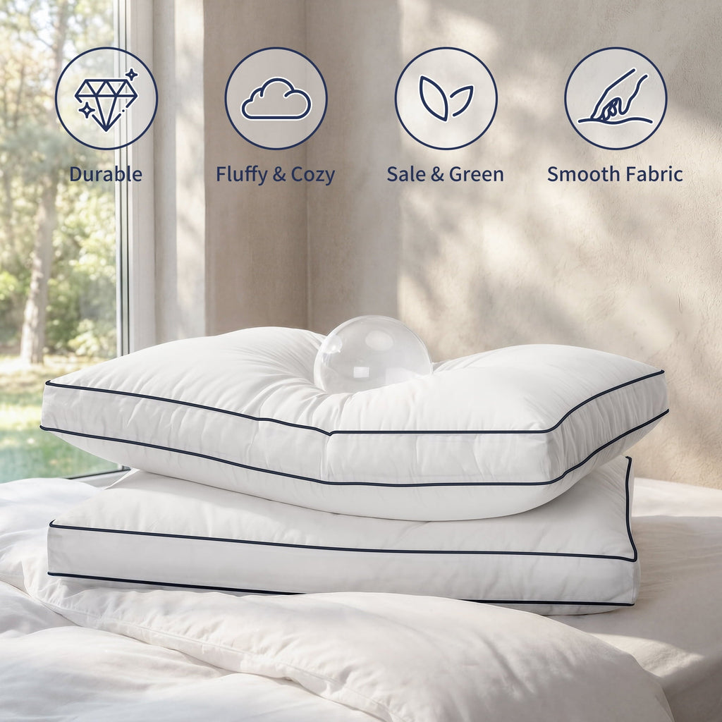 for Queen Size 2 Pack, Duck Feather and Shredded Memory Foam Soft Luxury Hotel Collection