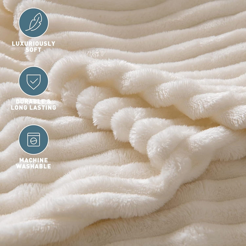 Throw Size Blanket, Extra Soft Lightweight Bed Blanket with Strip , Plush Fuzzy Cozy Throws for Couch, Bed, Sofa Cozy...