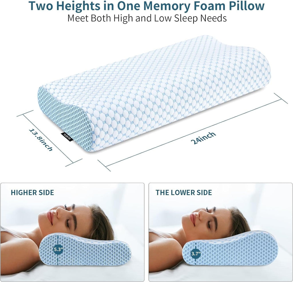 for Neck Pain Relief, Contour Memory Foam s for Sleeping, Odorless Ergonomic Adjustable Orthopedic Cooling Bed Neck S...