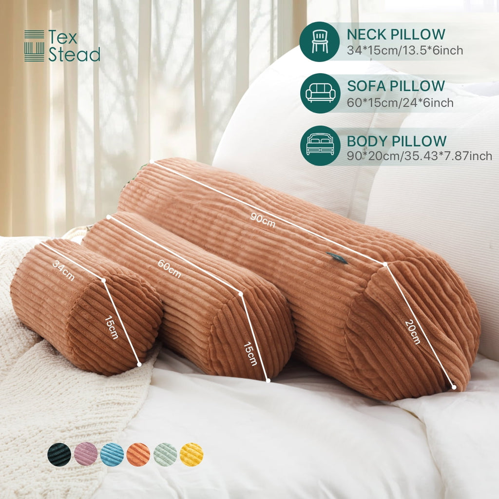 Multifunctional Long Pillow- uitable for yoga,Lumbar and Neck Support Roll Pillow- Orange（6"x14")