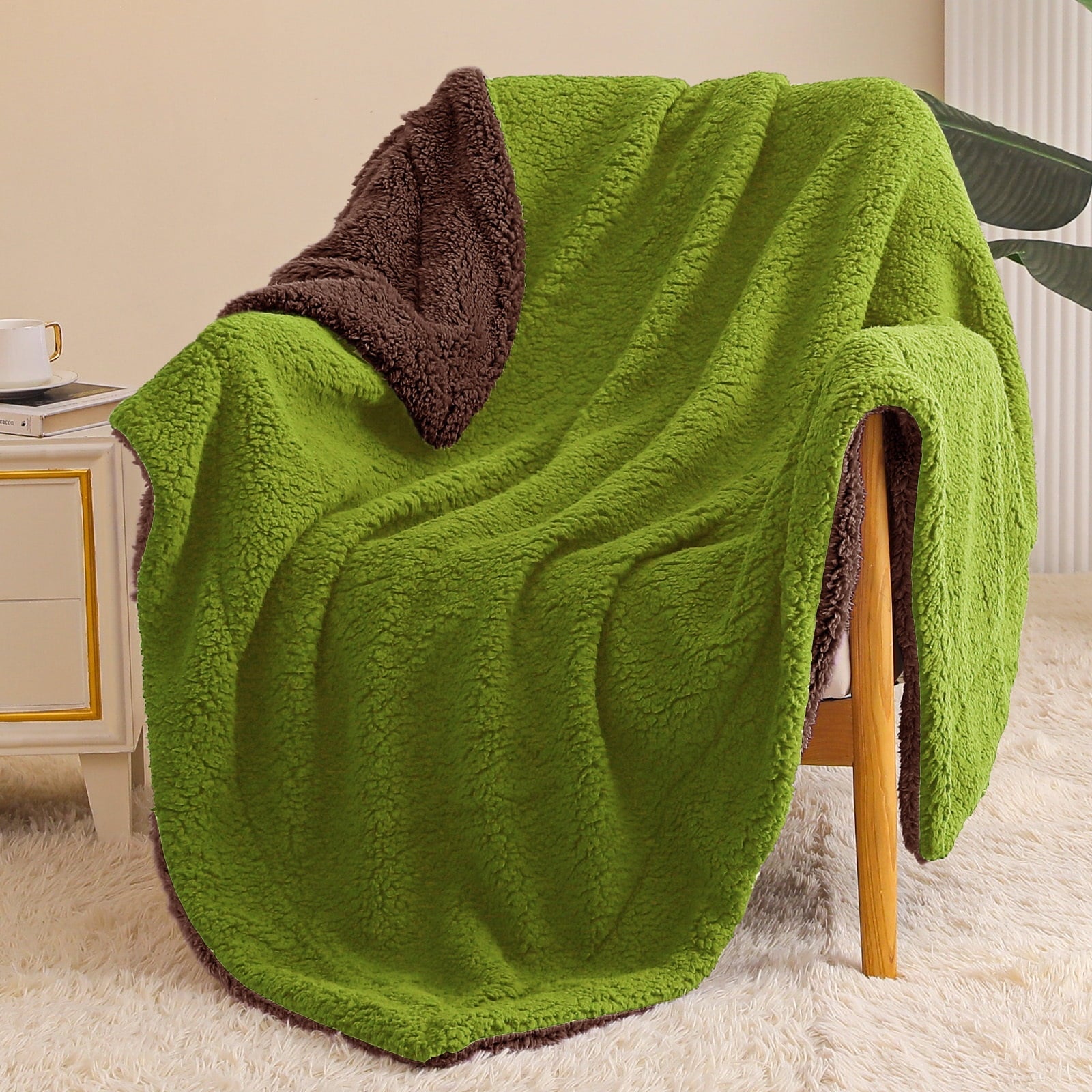 Reversible Sherpa Fleece Throw Blanket for Couch, Soft Plush Blanket for Bed Sofa, Warm Fluffy Blankets for All Seaso...