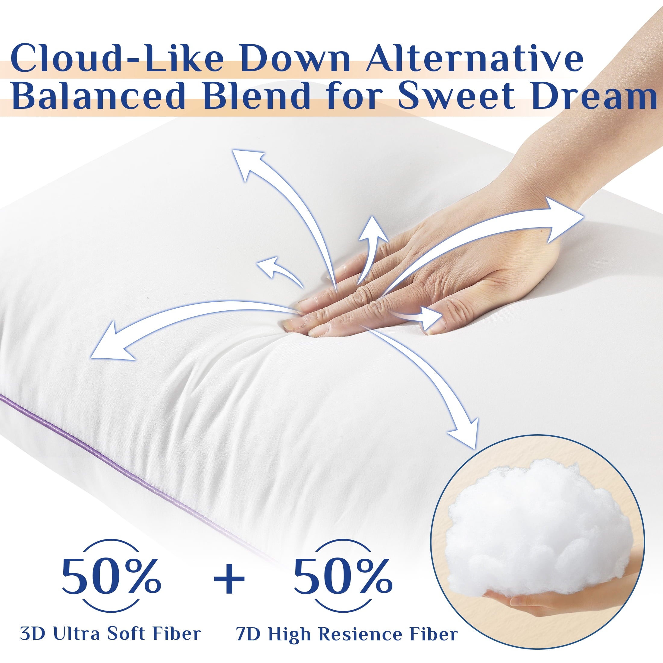Pillows Standard Size Set of 2, Hotel Down Alternative Sleeping Bed Pillows for Side Back Stomach Sleepers