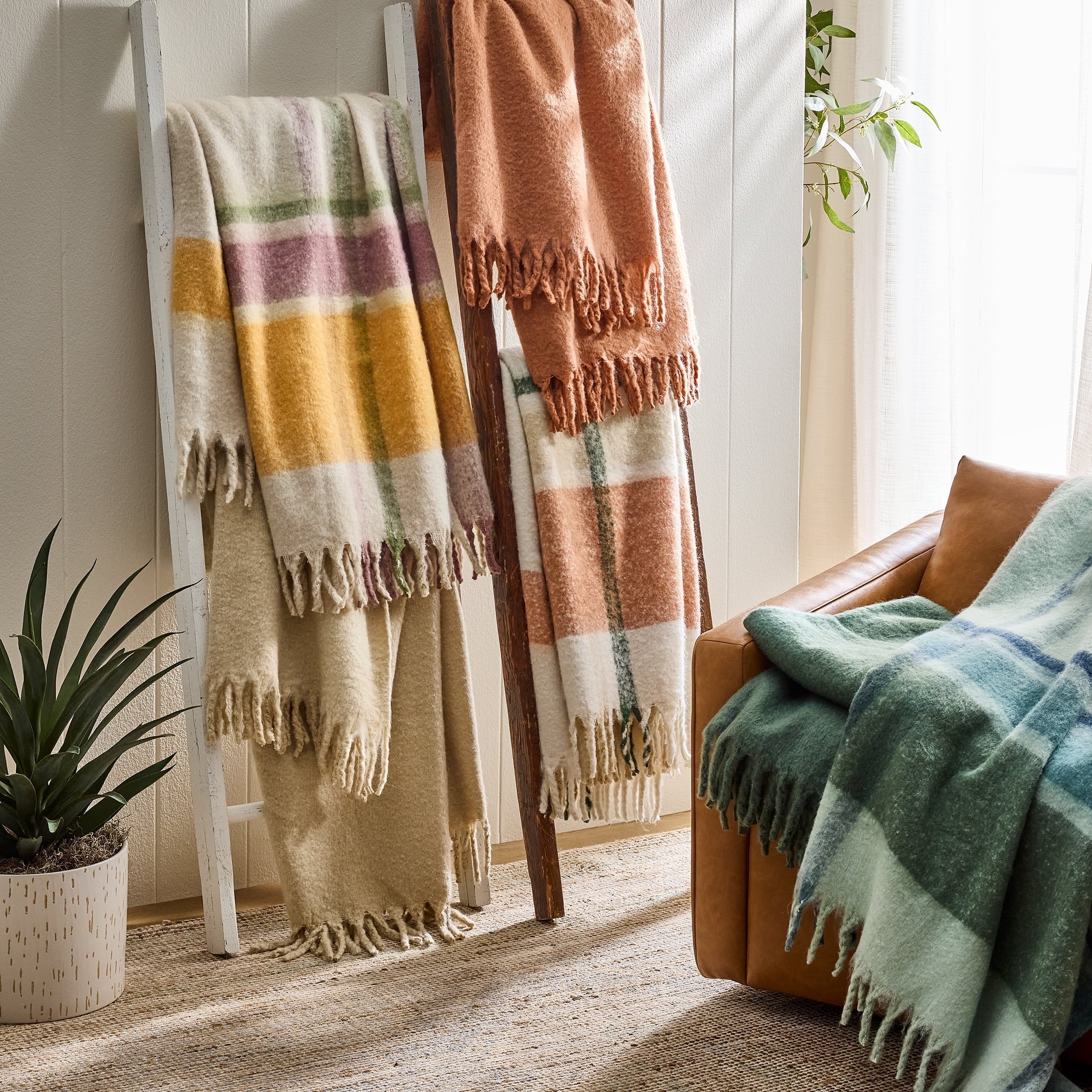 Faux Mohair Cozy Couch Throw Blanket Terracotta Clay, 50x72"