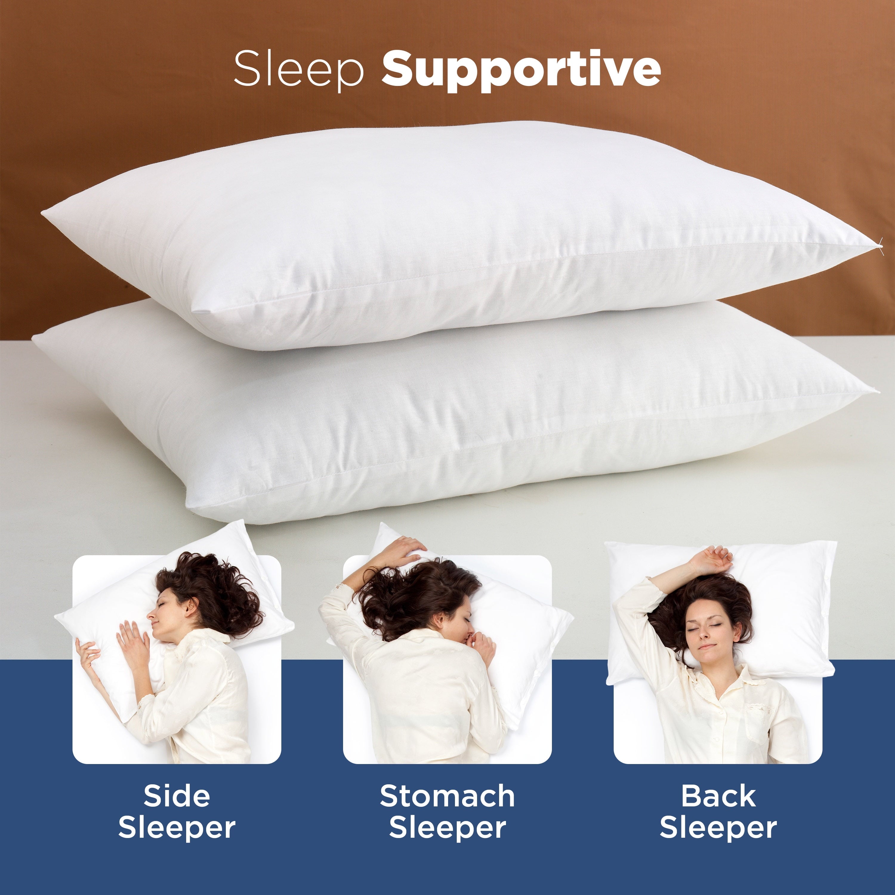 2-Pack Down Alternative White Bed Pillows, Standard