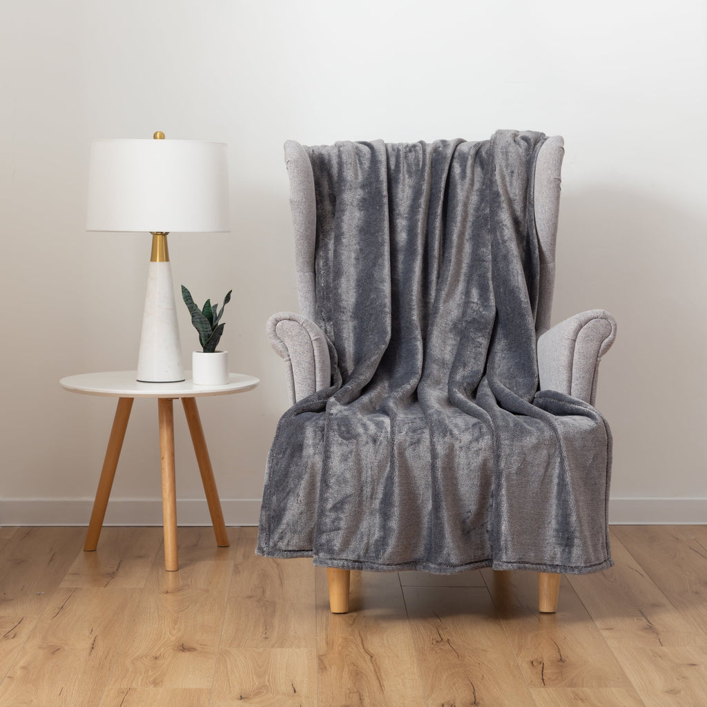 Plush Heathered Soft Oversized Throw Blanket, Gray