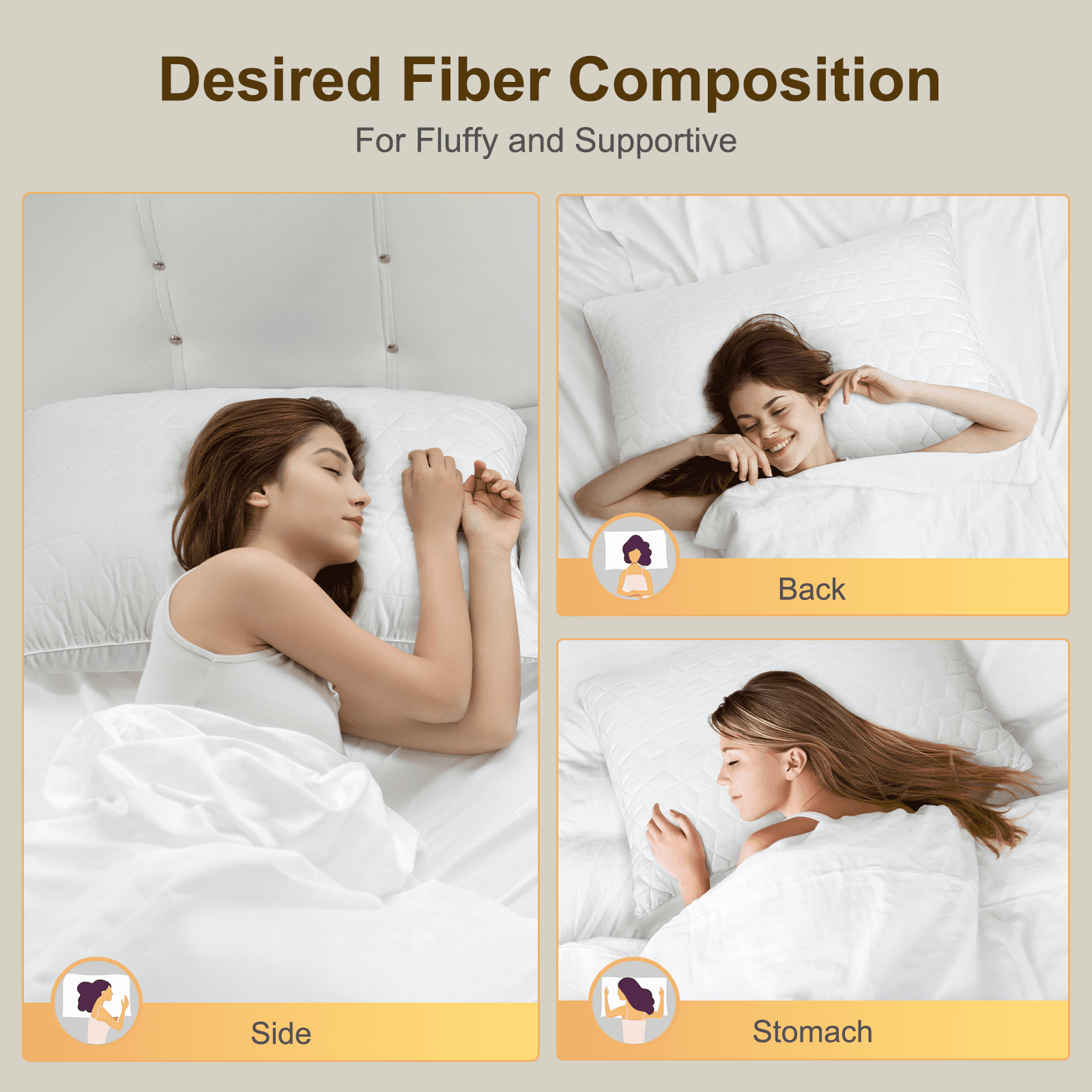Bed Pillows Queen Size Set of 2, Hotel Gusseted Pillows for Sleeping, Alternative to Down Pillows, Soft Supportive & ...