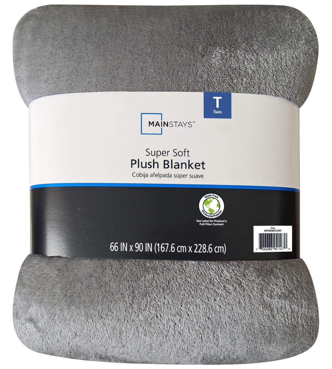 Super Soft Plush Blanket, Gray, Twin, Adult/Teen