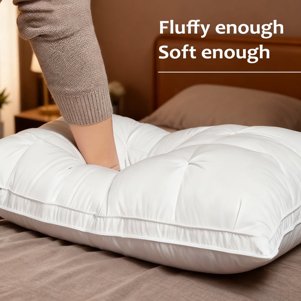 2-Pack 3-Line Grid Bed Pillow (20.1" x 13.97") - Soft, Breathable and Hypoallergenic
