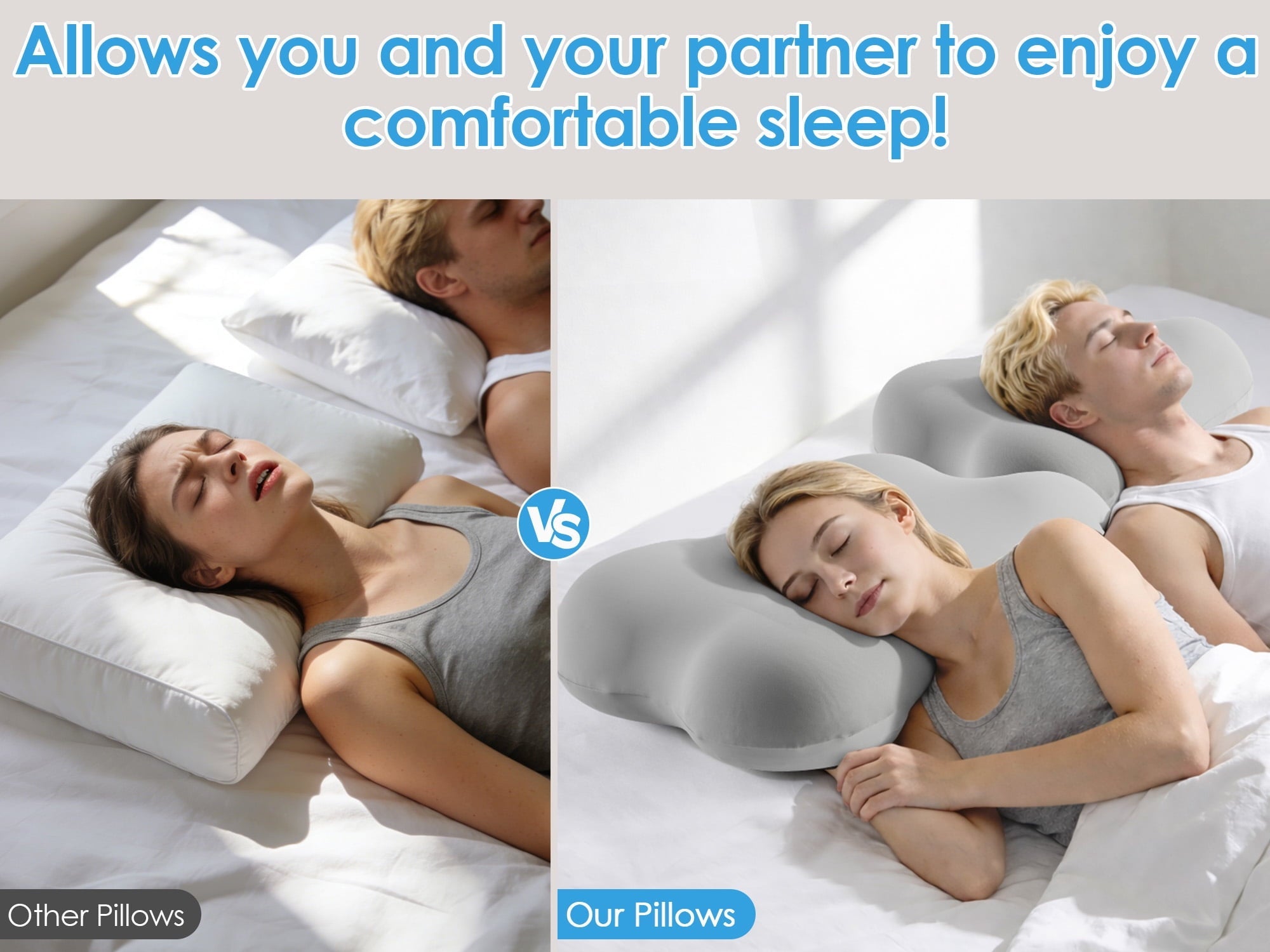 Cervical Pillow Orthopedic Cervical Pillow for Neck Pain Relief, Memory Foam Bed Pillow with Pillowcase, Contour Bed ...