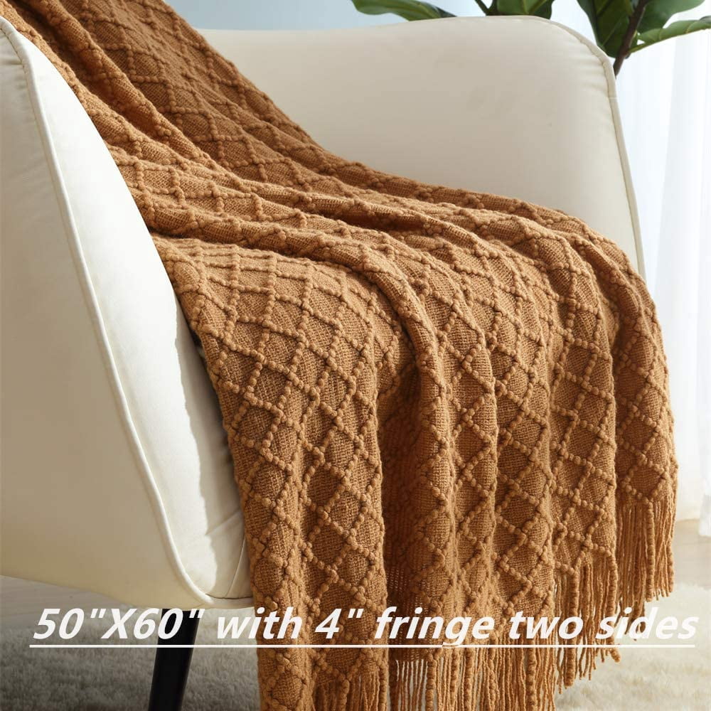 Home Decor Rustic Couch Sofa Chair Bed Throw Blanket, Soft Warm Light Weight in Spring Summer (50''X60'' Brown)