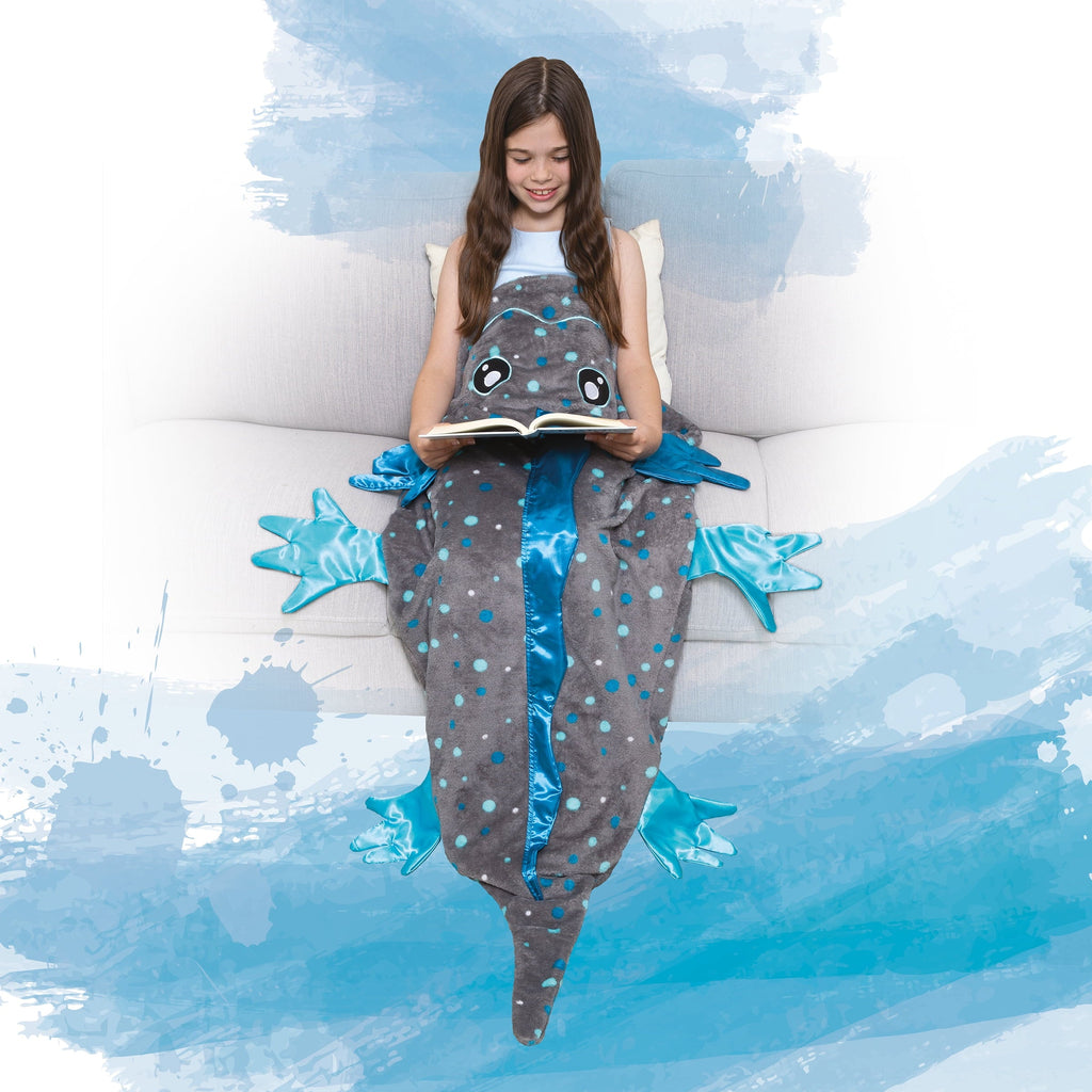 Tails, The Original Wearable Blanket with Sleeves, Super Soft Throw Fleece, Axolotl, Ages 5+