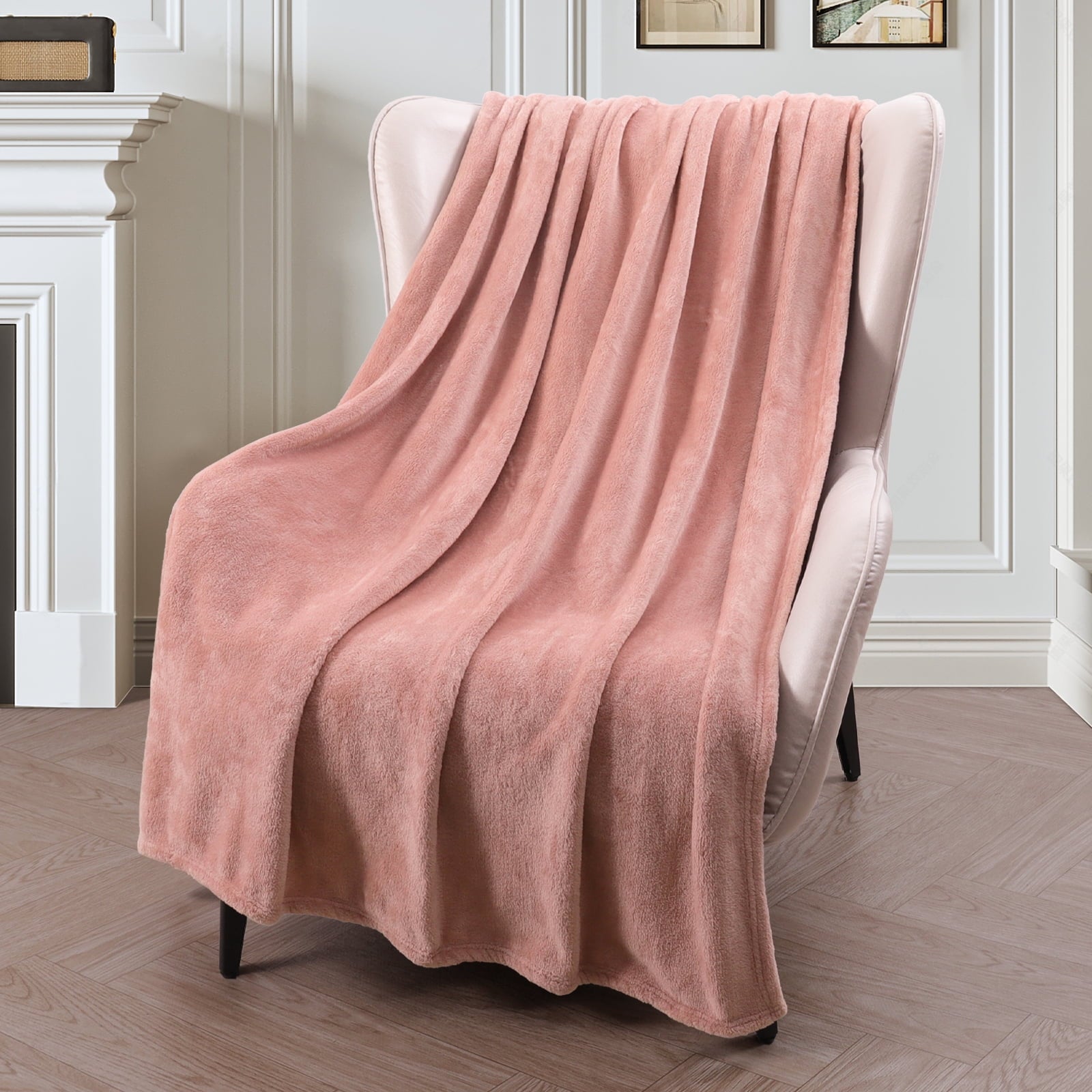 Large Flannel Fleece Velvet Plush Throw Blanket - 50" x 70" (Pink)