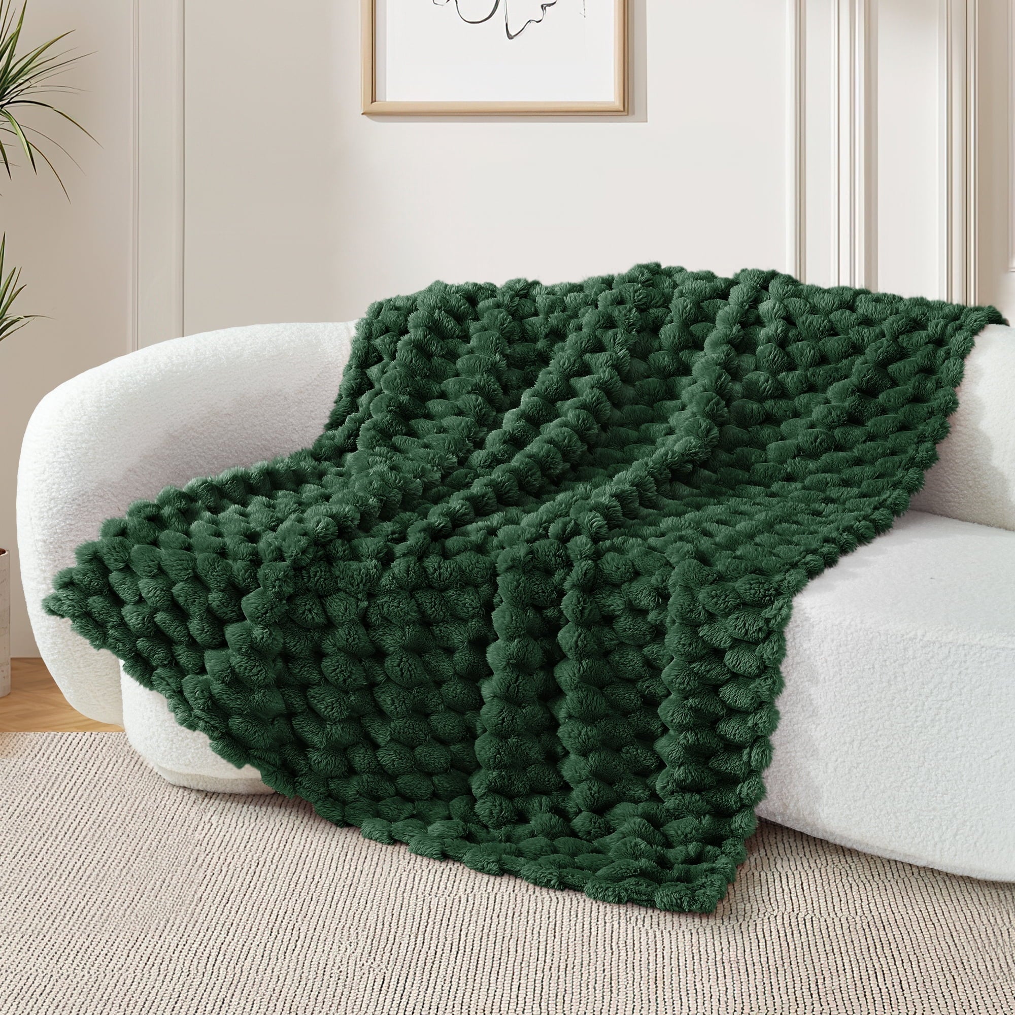 50"x60" Throw Blanket for Couch with Expanded 3D-Jacquard Pattern, Fuzzy Soft Cozy Exquisite Blankets or All Season, ...