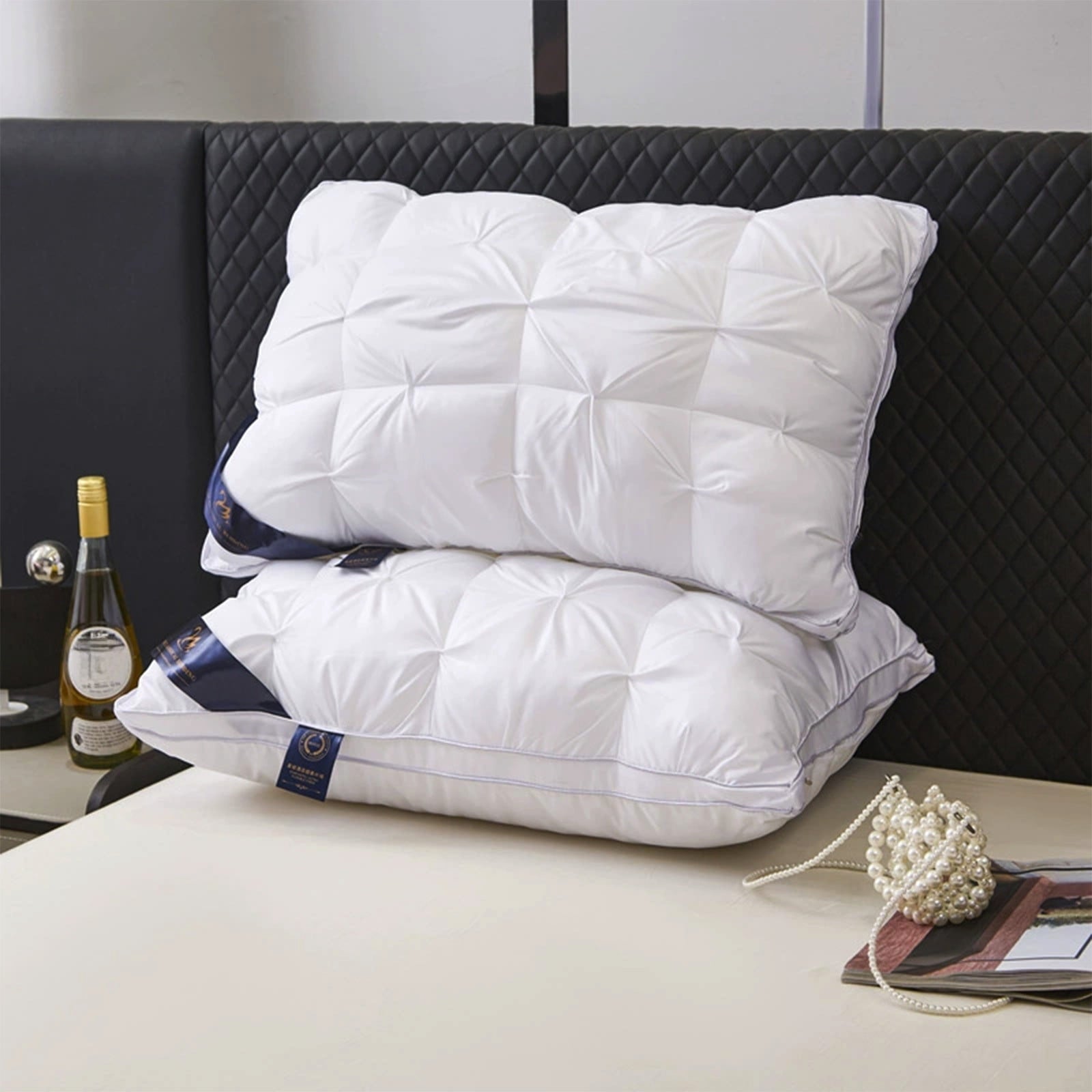 Goose Down Pillow and Feather Pillows for Neck/Back/Side Sleepers, Premium Soft Down Fill Standard Size Pillow for Sl...