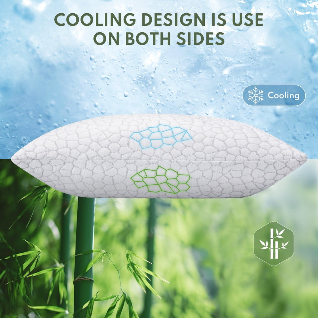 Queen Size Bed Pillows 4-Pack,3.3lb Shredded Memory Foam Filled,Hyper Soft & 3D Breathable Cooling Desigh Cover Fitti...