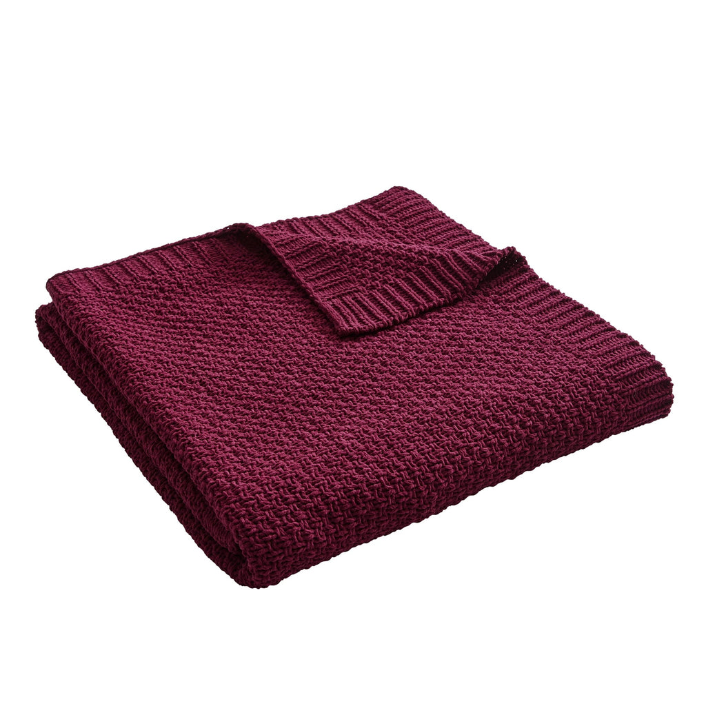 Chenille Knit Super Soft Oversized Throw Blanket, Merlot Wine