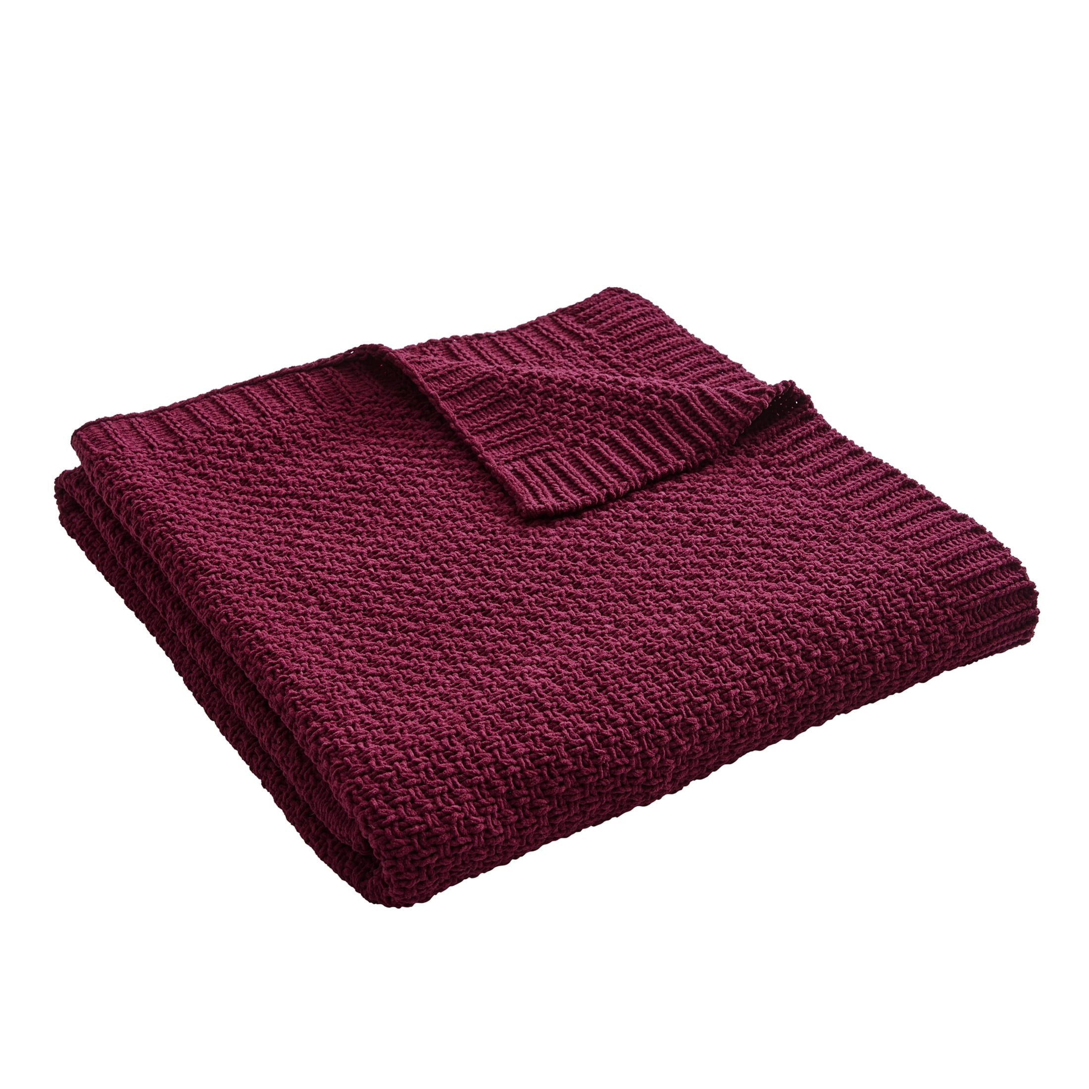 Chenille Knit Super Soft Oversized Throw Blanket, Merlot Wine