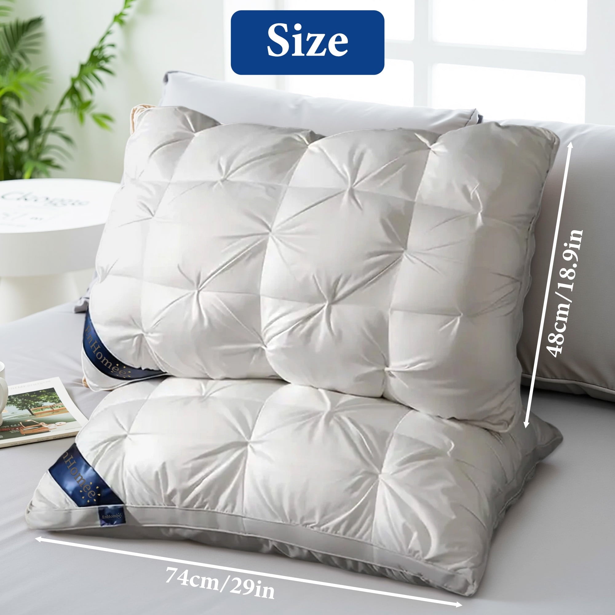 2-Pack Luxurious Hotel-Quality ,Resistant to Flattening, All-Season,White
