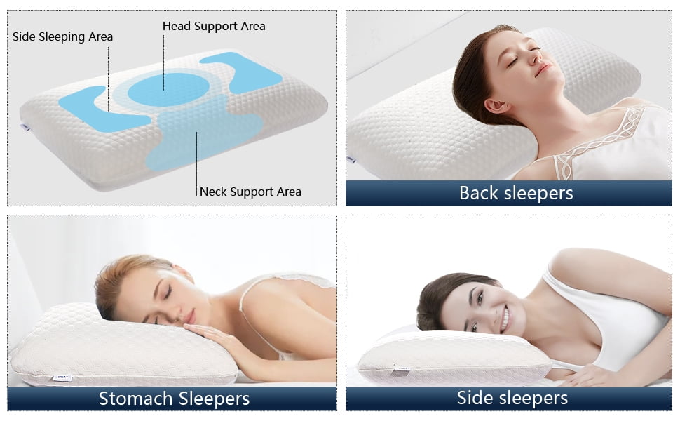 Memory Foam Bed Pillows, Pillow for Side and Back Sleeper, Pillow for Neck Pain Relief, Washable Removable Cover, Sof...