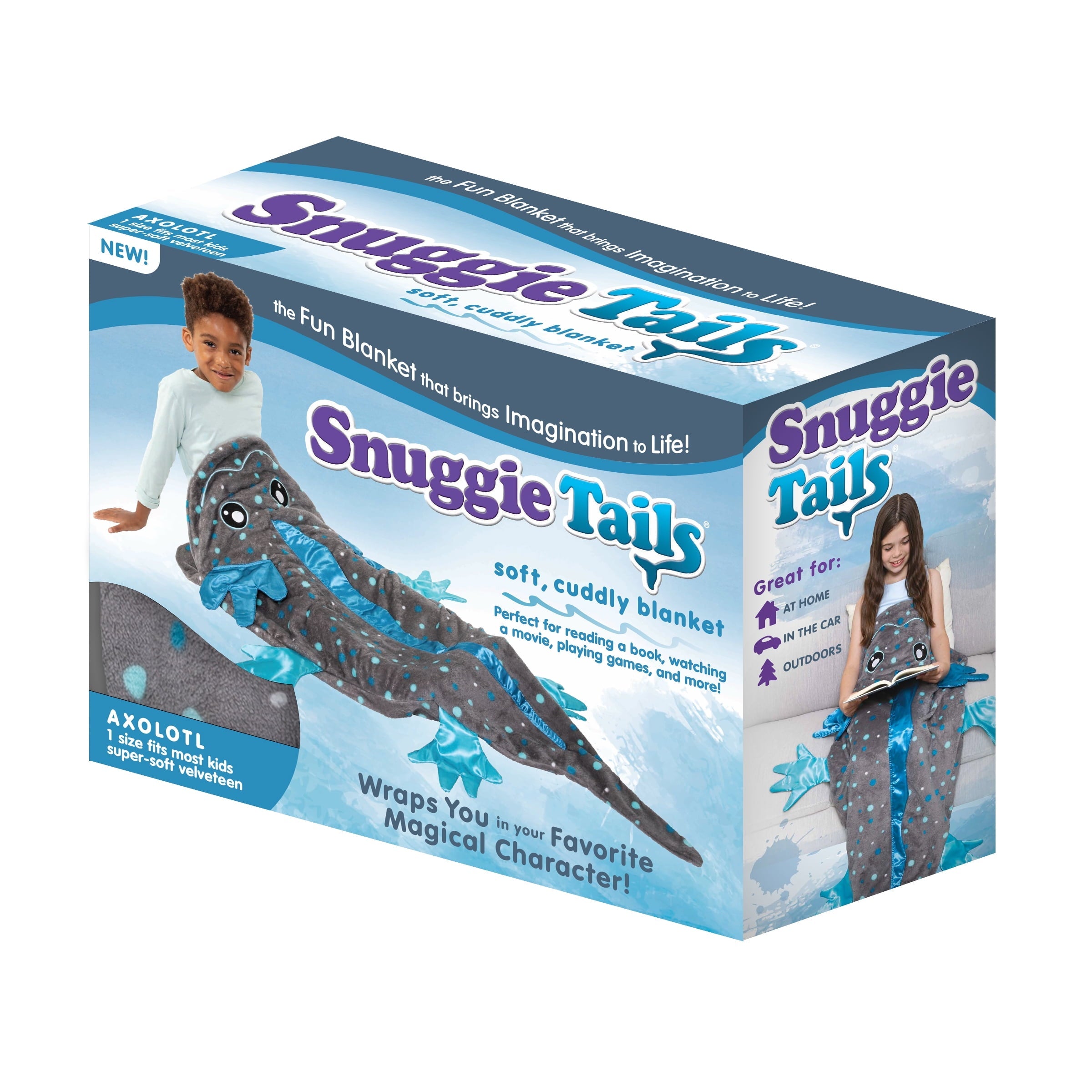 Tails, The Original Wearable Blanket with Sleeves, Super Soft Throw Fleece, Axolotl, Ages 5+