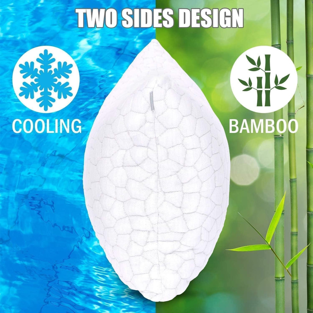 Shredded Memory Foam Pillows for Sleeping, Bed Pillows Queen Size Set of 2 Pack Adjustable for Side and Back Sleeper ...