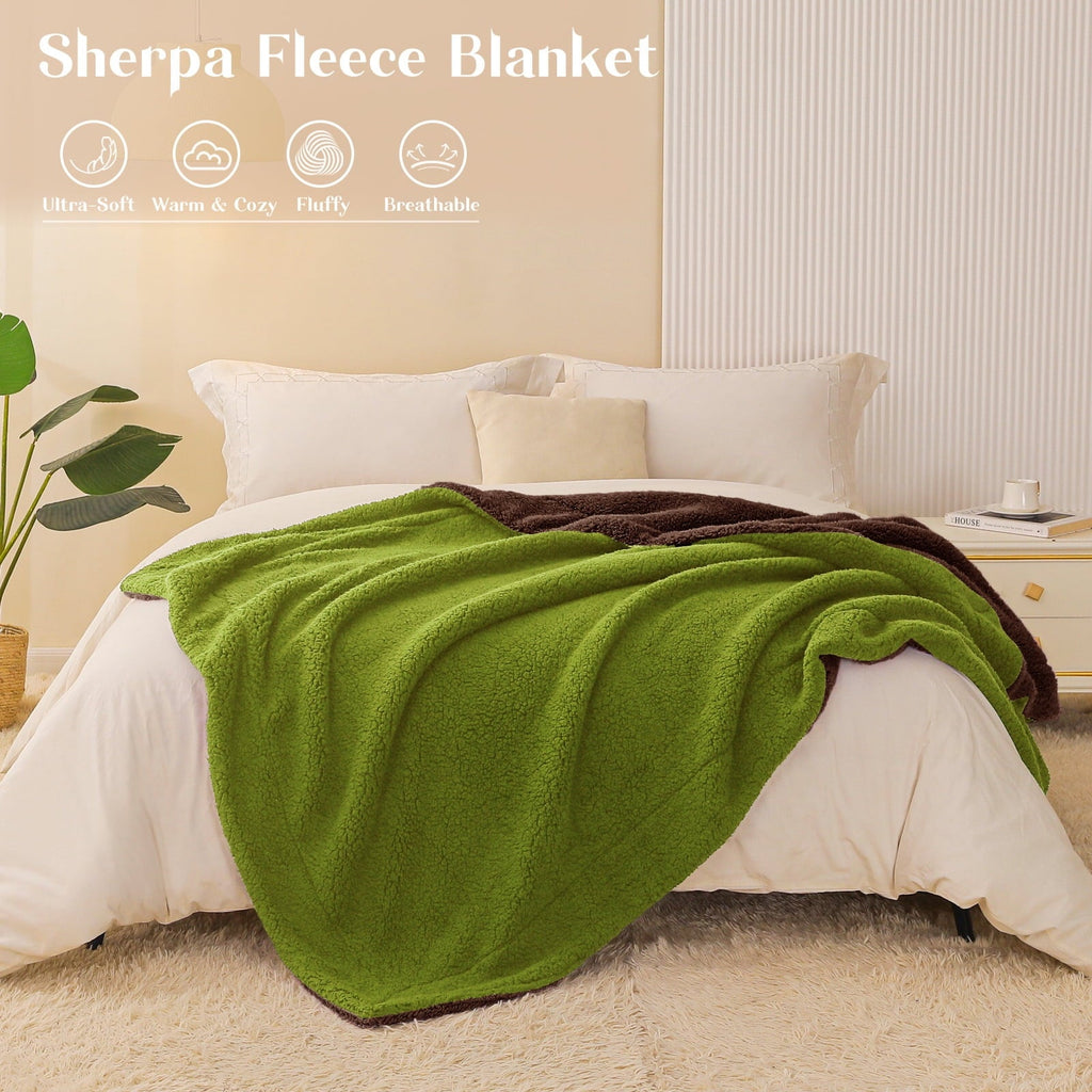 Reversible Sherpa Fleece Throw Blanket for Couch, Soft Plush Blanket for Bed Sofa, Warm Fluffy Blankets for All Seaso...