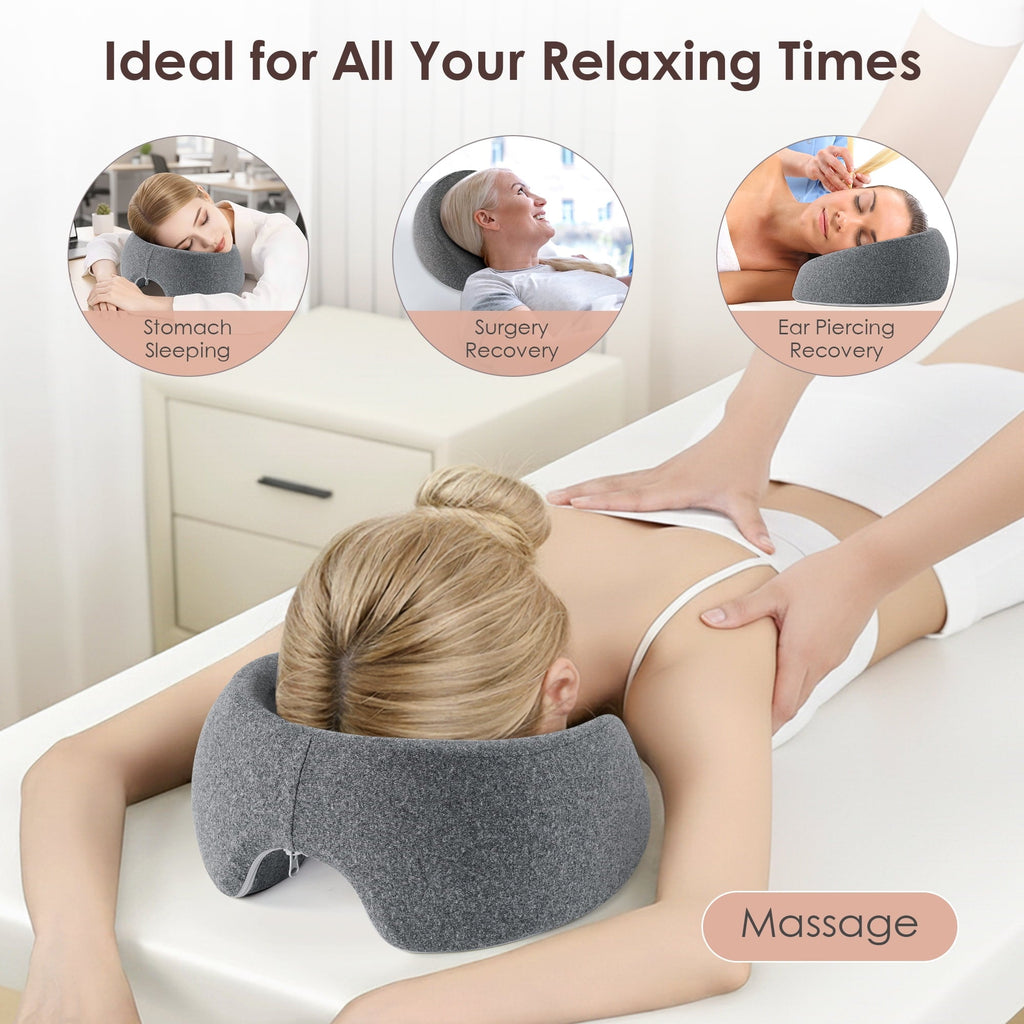 Face Down Pillow Massage Headrest for Bed, Memory Foam Pillow Face Cradle Support for Stomach Sleepers, Eye Post-Surg...