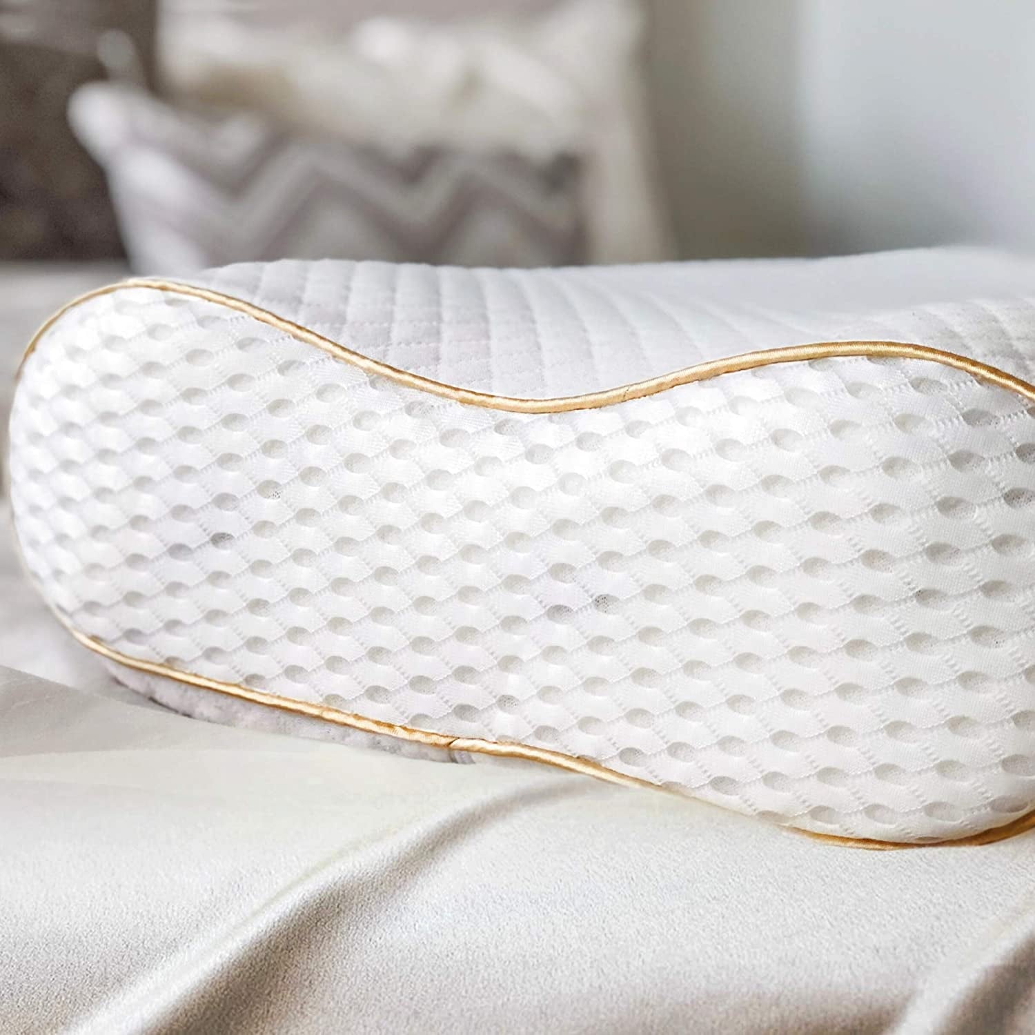 Queen Memory Foam Pillow + Extra Pillowcase, Bed Pillow for Neck & Shoulders for Adult