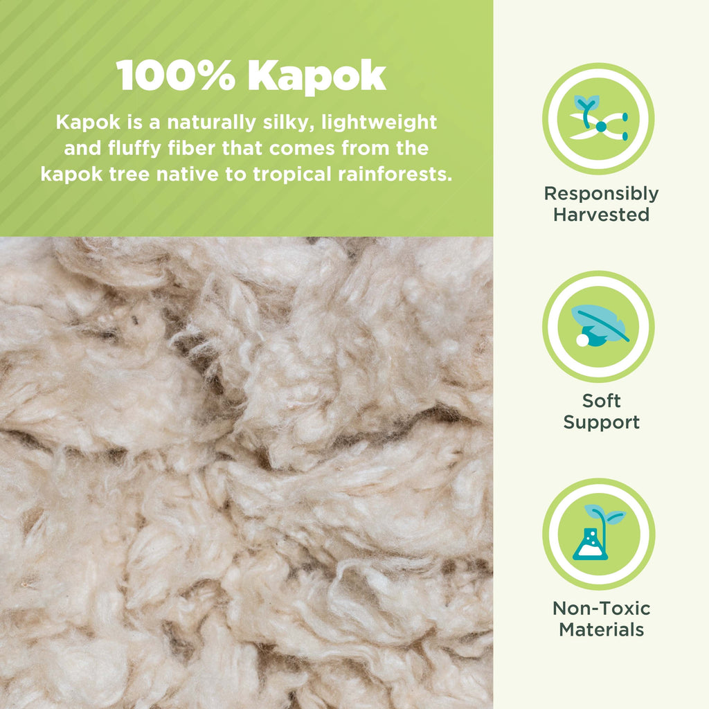 Kapok 20x26" Standard Bed Pillow – Organic Cotton Fabric Soft Sleeping Pillow - Made in USA