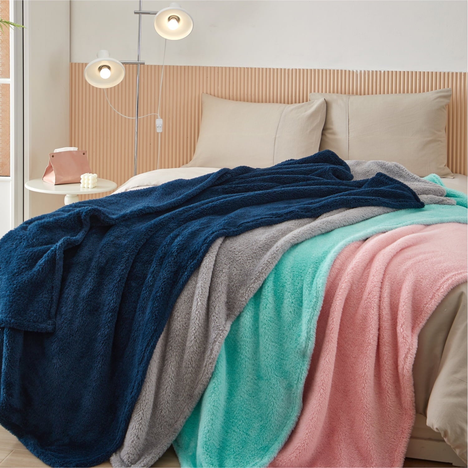 Soft, Navy Blue, Oversized, Fuzzy, Throw Blanket for Kids, 72 x 50 inches
