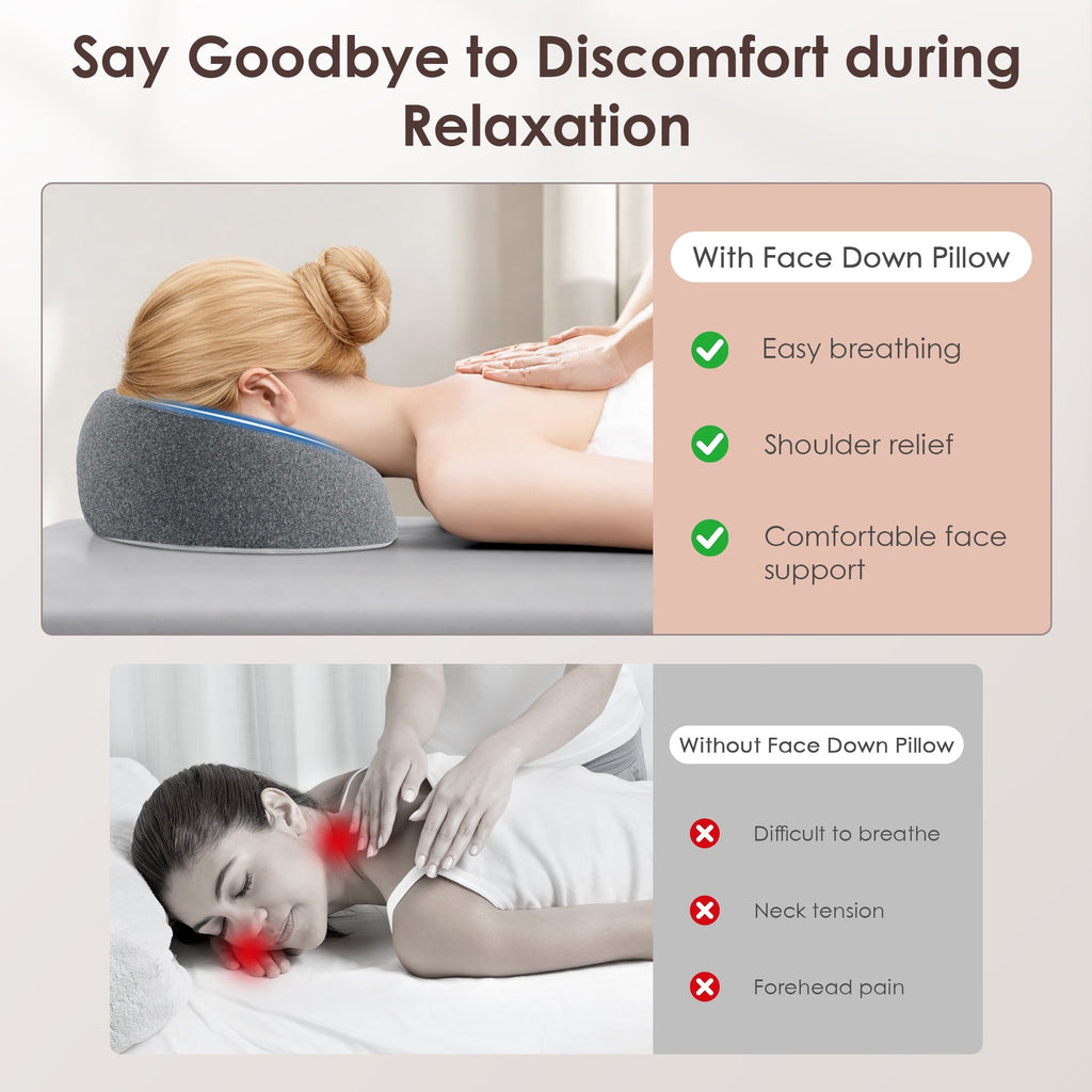 Face Down Pillow Massage Headrest for Bed, Memory Foam Pillow Face Cradle Support for Stomach Sleepers, Eye Post-Surg...