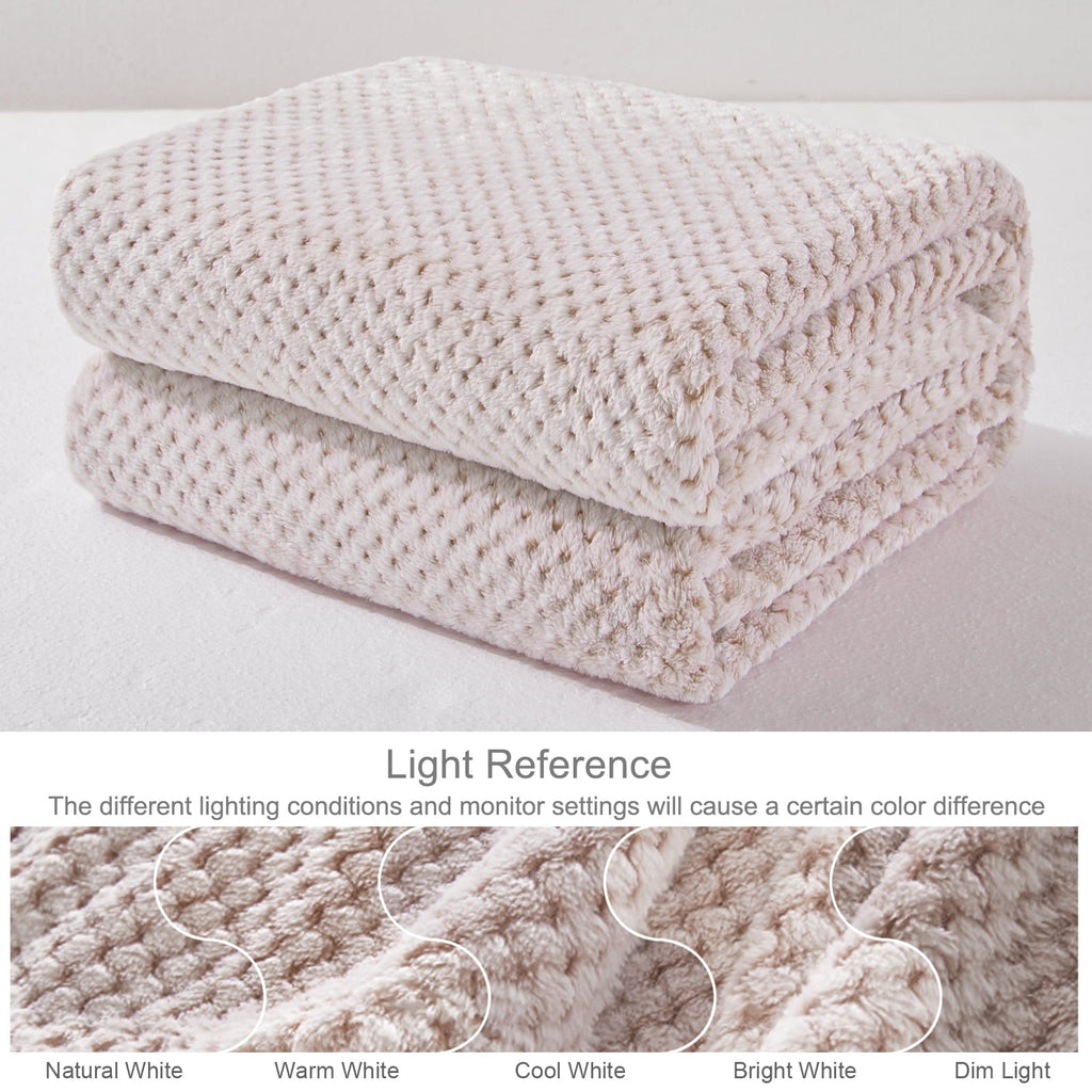 Waffle Textured Mixed Camel Fleece Blanket, Super Soft and Warm 50"x70" Throw Blanket for Couch, Cozy, Fuzzy and Ligh...