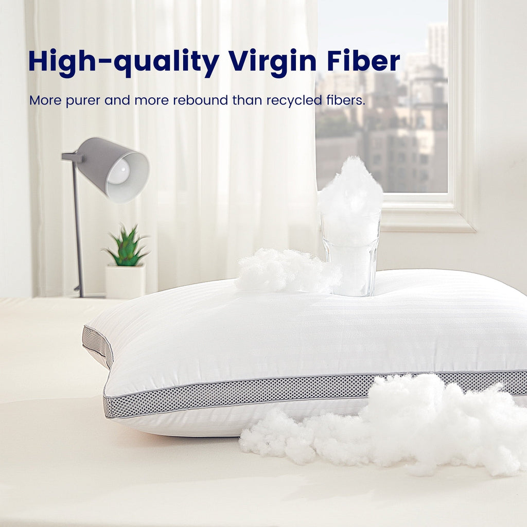 Bed Pillows for Sleeping, Queen Size Set of 2, Sandwich Mesh with Breathable Sides, Premium Medium pillows for Back, ...