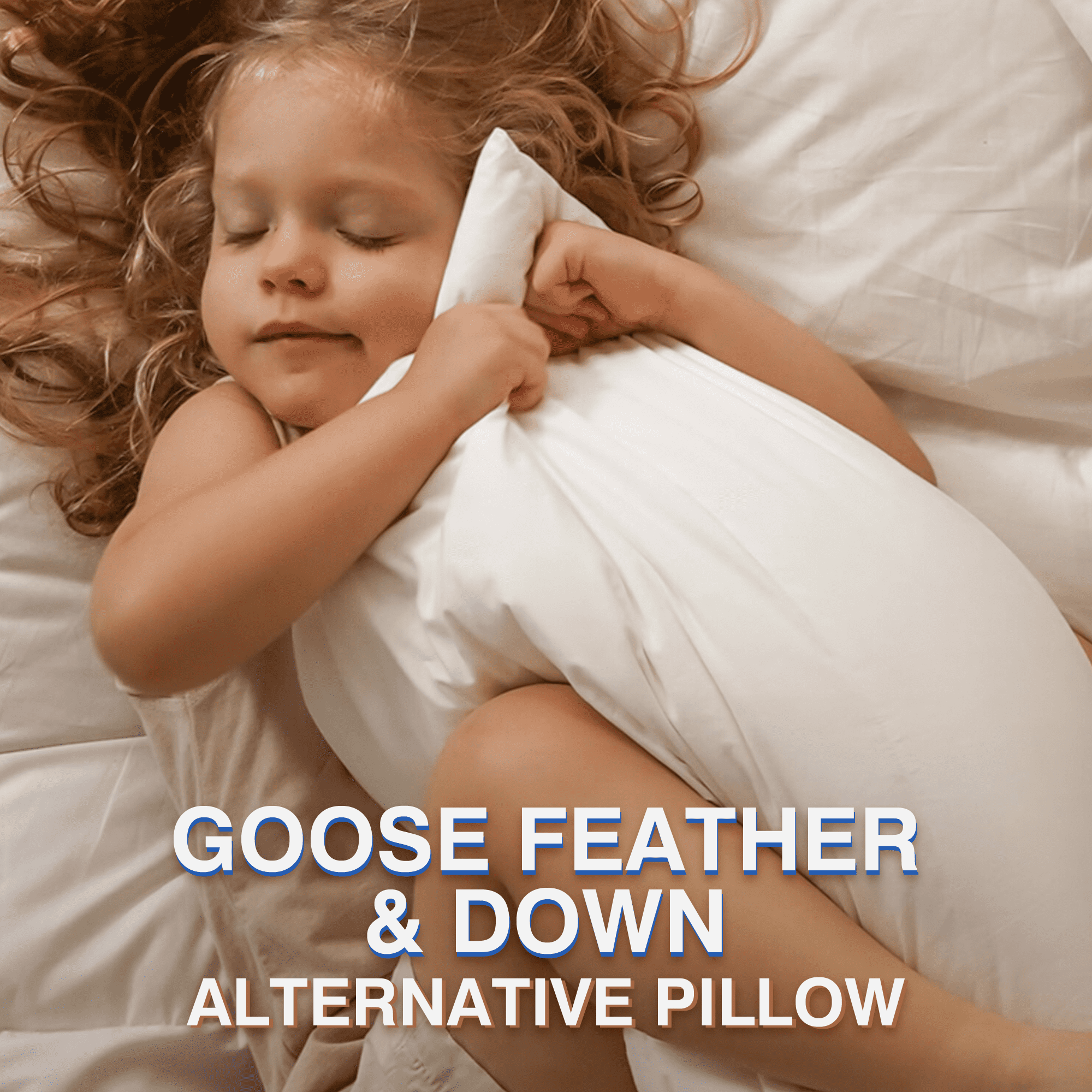 Goose Feather and Down Pillows Queen Size Set of 2 Luxury Hotel Bed Pillows with Cotton Cover
