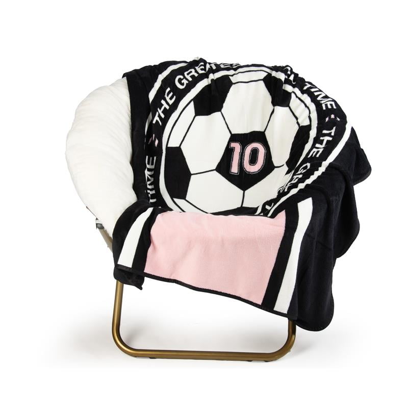 46" x 60" Coral Fleece Throw, Polyester, Pink & Black