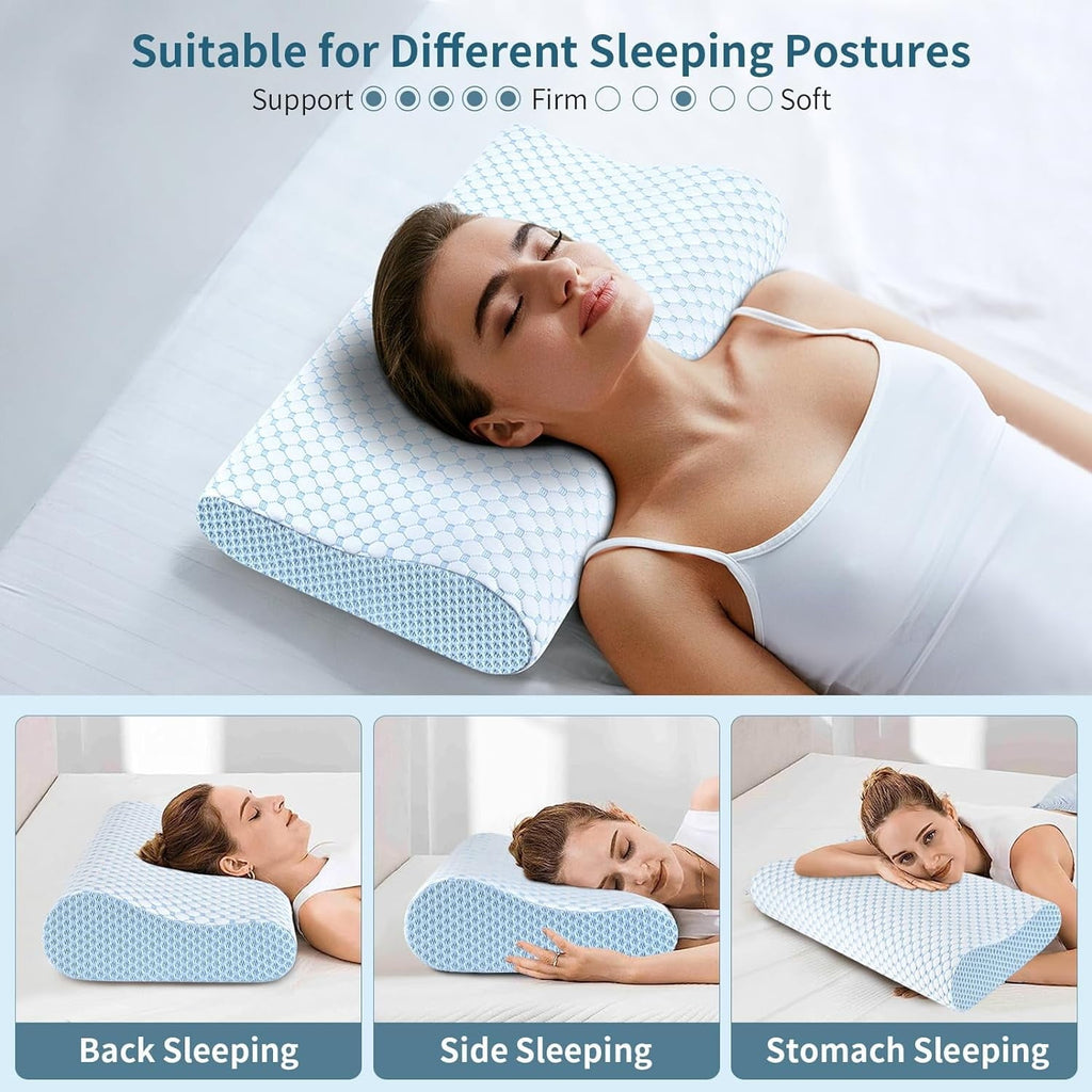 for Neck Pain Relief, Contour Memory Foam s for Sleeping, Odorless Ergonomic Adjustable Orthopedic Cooling Bed Neck S...
