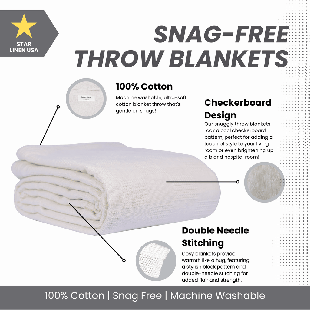 Hospital Thermal Blanket Throw Snag Free | 100% Cotton | Twin 66"x90" | White (1)